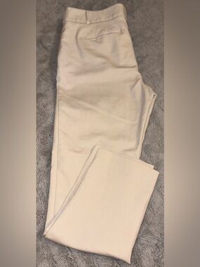 Talbots beige sateen Hampshire Ankle slim leg dress pants Size 10 cotton blend